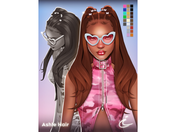 Maxis Match ASHLE HAIR by IMVIKAI - The Sims 4 Custom Content