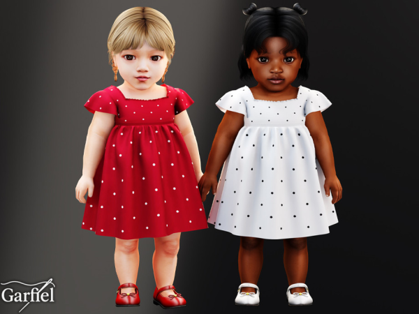Alpha Infant Sweet polka dot dress with gentle flutter sleeves by Garfiel - The Sims 4 Custom Content
