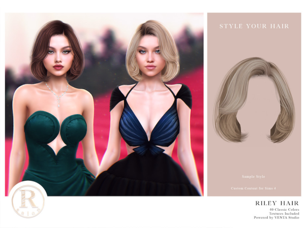 Alpha RAMA Riley Hair by VentaStudio - The Sims 4 Custom Content