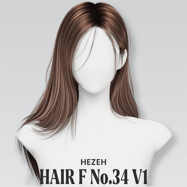 Alpha [Hezeh]FHair No34 V1 by hezeh - The Sims 4 Custom Content
