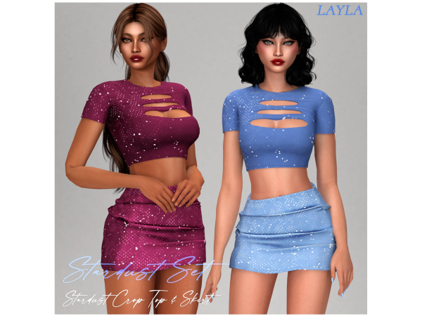 Alpha curseforge Short sleeved top and ruched mini skirt (stardust set) - The Sims 4 Custom Content