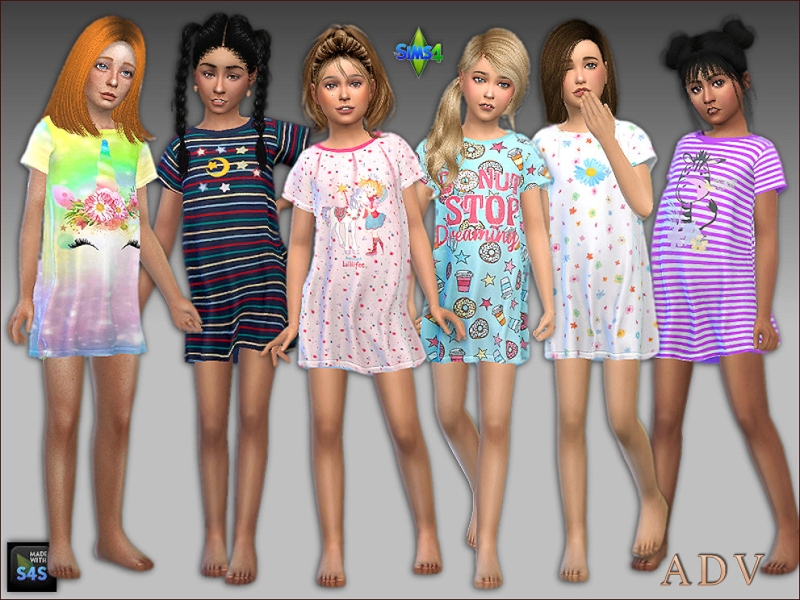 Alpha Sleepshirts for girls by artedellavita_mabra - The Sims 4 Custom Content