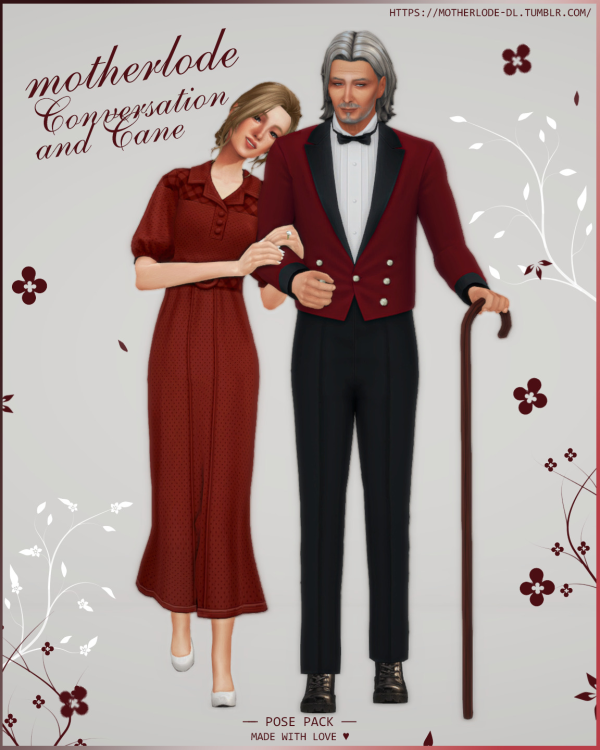 Mix Pose Pack Conversation and Cane by simsfinds - The Sims 4 Custom Content