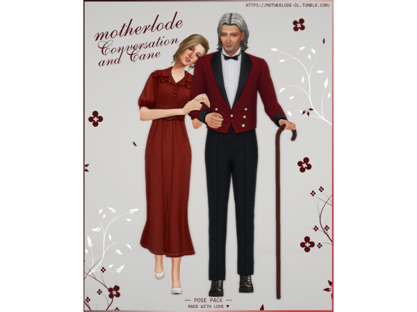 Mix Pose Pack Conversation and Cane by motherlode199 - The Sims 4 Custom Content