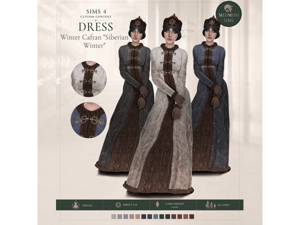 Maxis Match Medieval Winter Caftan Siberian Winter by MEDMISH_SIMS - The Sims 4 Custom Content