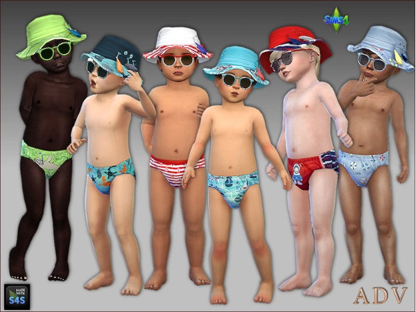 Alpha Swimwear for toddler boys - The Sims 4 Custom Content
