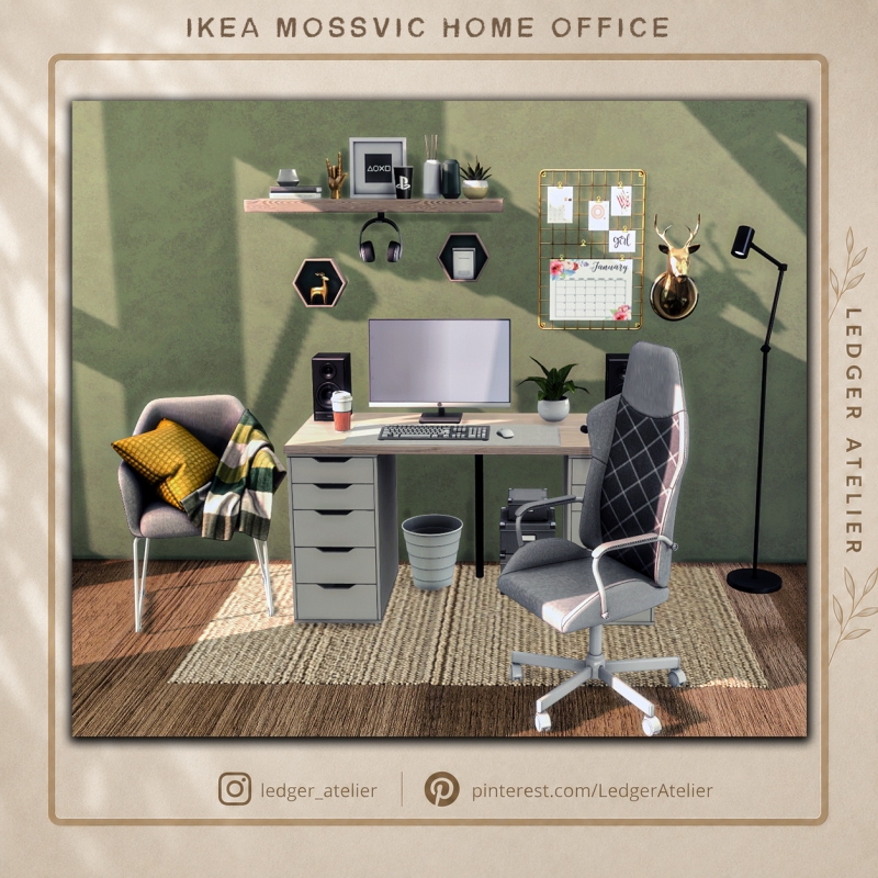 Alpha Ikea Mossvic Home Office by ledger_atelier - The Sims 4 Custom Content