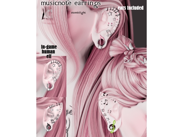Mix Musicnote earrings - The Sims 4 Custom Content
