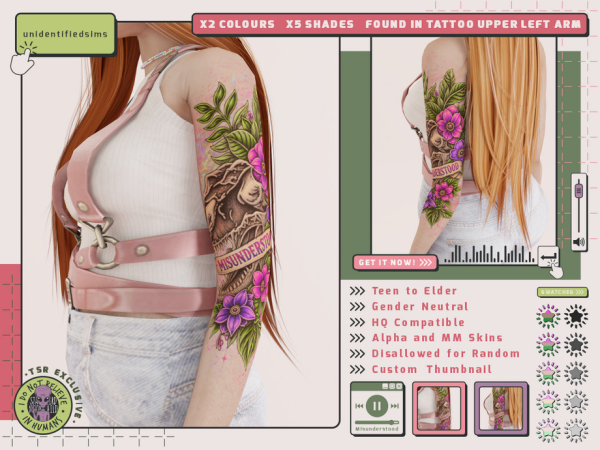 Alpha Misunderstood Tattoo - The Sims 4 Custom Content