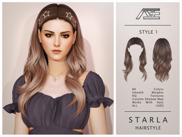 Alpha Starla Hairstyle Style 1 by ade - The Sims 4 Custom Content