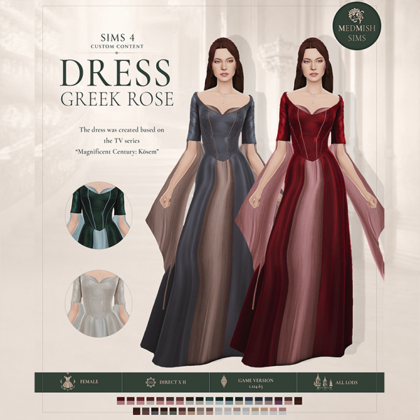 Maxis Match Kosem Sultan Dress Medieval Historical Gown by simsfinds - The Sims 4 Custom Content