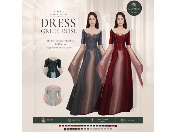 Maxis Match Kosem Sultan Dress Medieval Historical Gown by MEDMISH_SIMS - The Sims 4 Custom Content