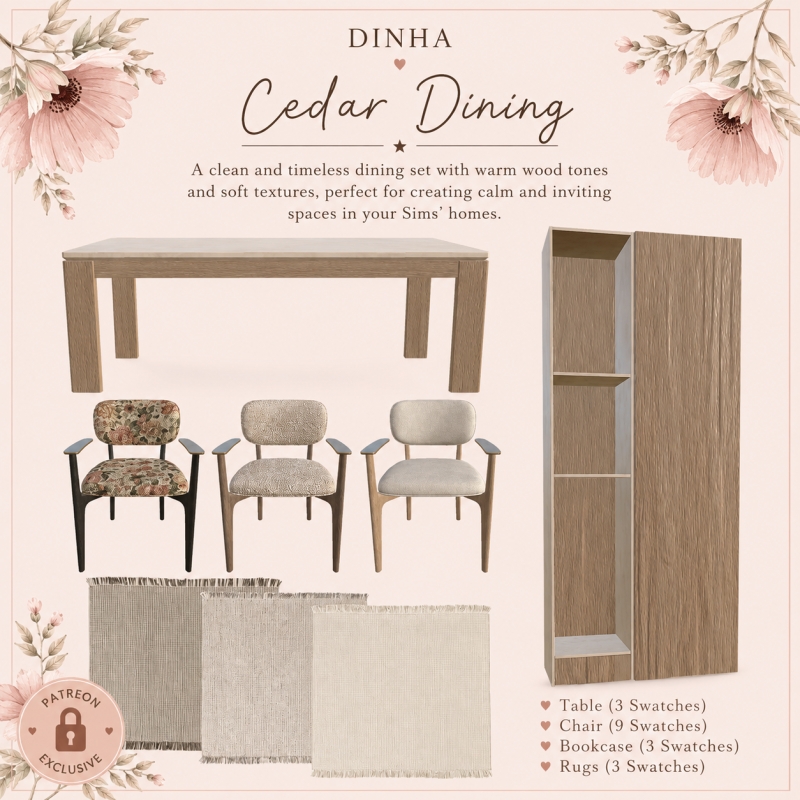 Alpha Cedar Dining by dinhagamer - The Sims 4 Custom Content