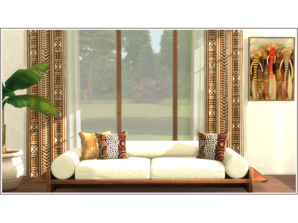Mix Afrohemian Straight Curtains - The Sims 4 Custom Content