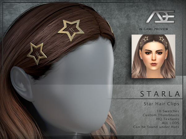 Alpha Starla Hair Clips Hat by ade - The Sims 4 Custom Content