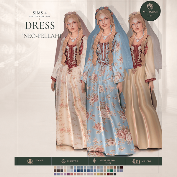 Maxis Match Medieval Byzantine Dress Historical Clothing by simsfinds - The Sims 4 Custom Content