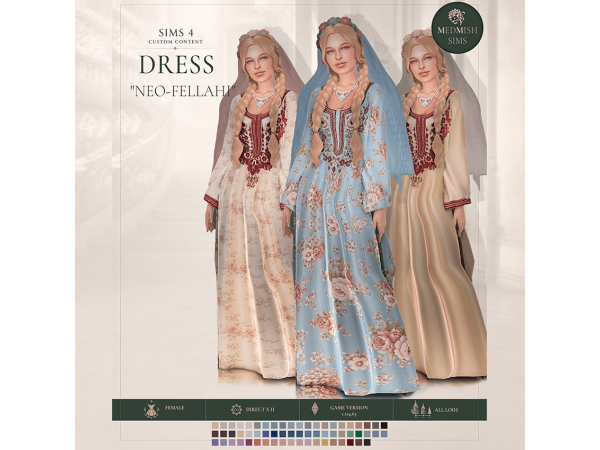 Maxis Match Medieval Byzantine Dress Historical Clothing by MEDMISH_SIMS - The Sims 4 Custom Content