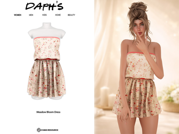 Alpha Daph's Meadow Bloom Dress - The Sims 4 Custom Content