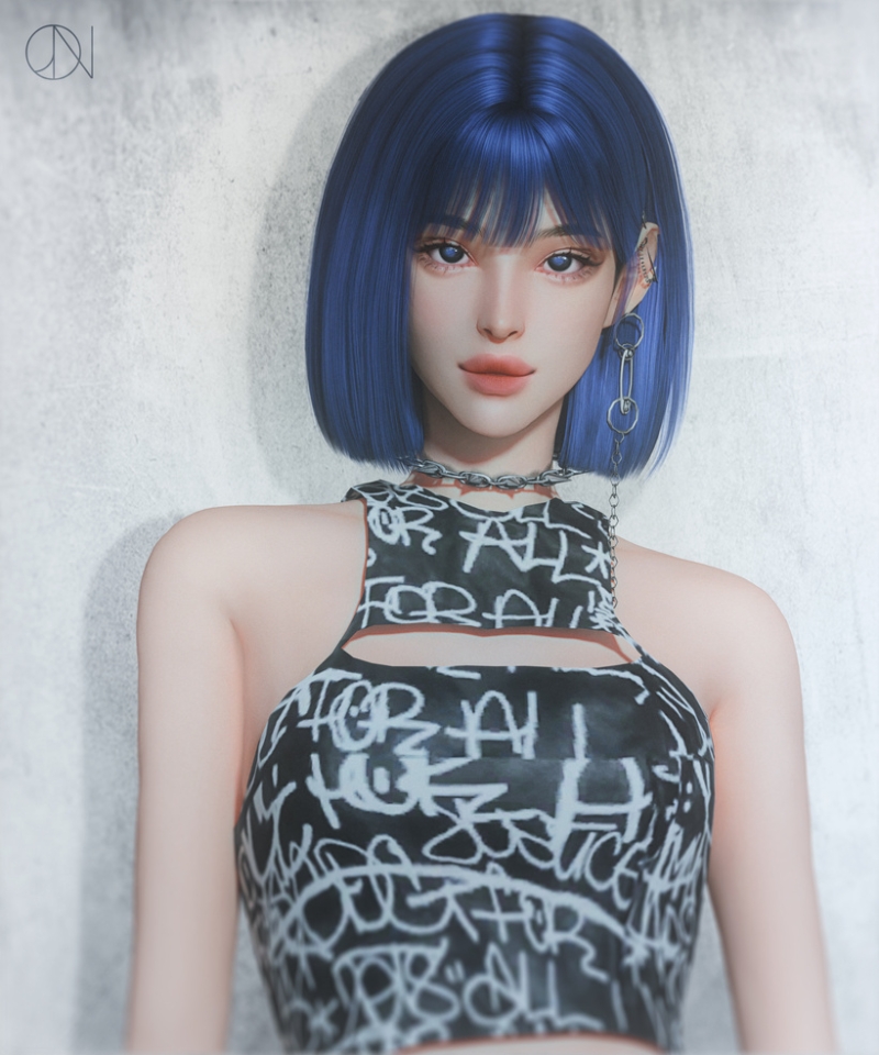 Alpha HAIR N6 AMBER by simsfinds - The Sims 4 Custom Content
