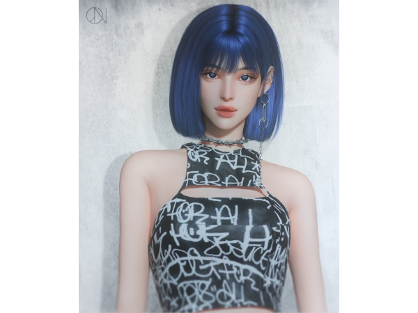 Alpha HAIR N6 AMBER by [JINO] - The Sims 4 Custom Content