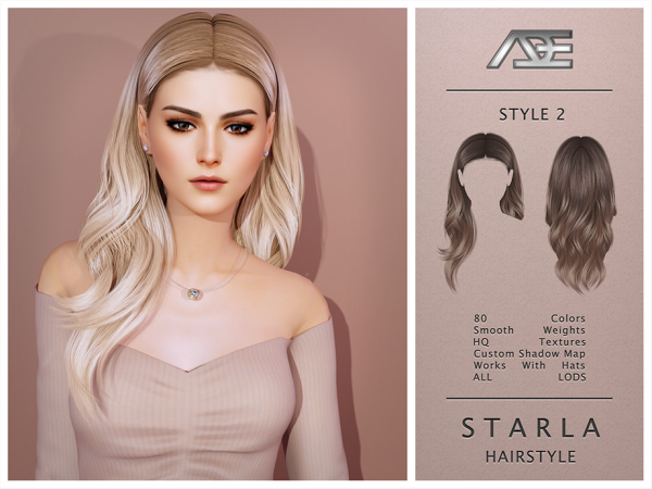 Alpha Starla Hairstyle Style 2 - The Sims 4 Custom Content