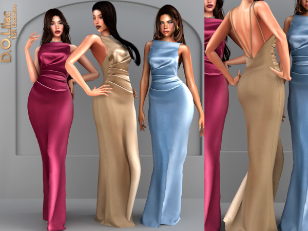 Alpha Satin Whisper Dress by DOLilac - The Sims 4 Custom Content