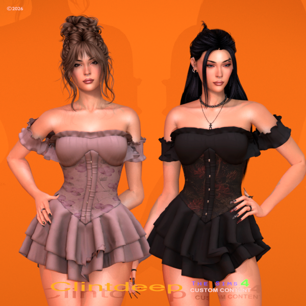 Alpha Clintdeep Wenny Off Shoulder Corset Mini Dress by clintdeep - The Sims 4 Custom Content