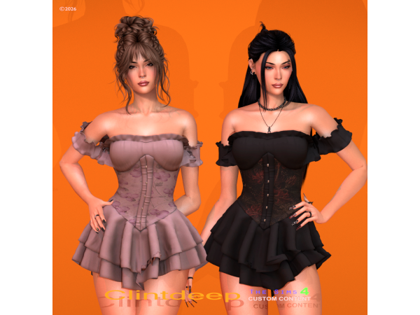 Alpha Clintdeep Wenny Off Shoulder Corset Mini Dress - The Sims 4 Custom Content