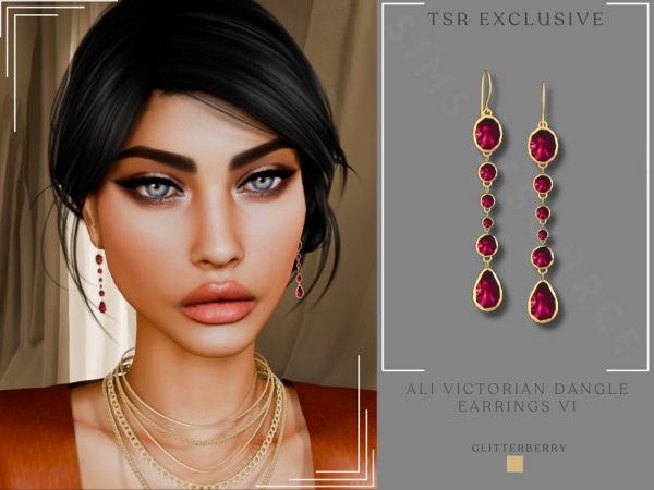 Alpha Ali Victorian Dangle Earrings v1 by Glitterberryfly - The Sims 4 Custom Content