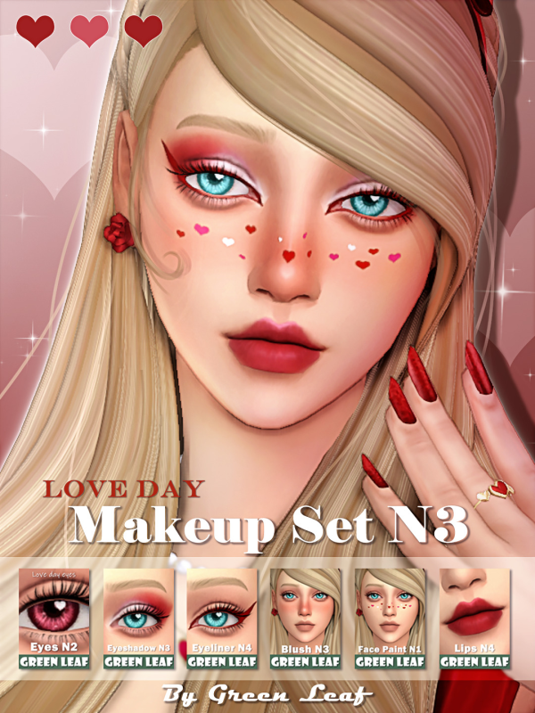Maxis Match [Greenleaf]Love Day Makeup Set N3 by simsfinds - The Sims 4 Custom Content