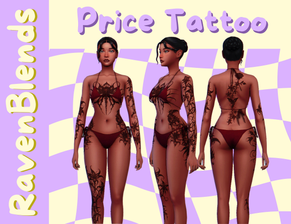 Alpha RavenBlends Price Tattoo by ravenblends - The Sims 4 Custom Content