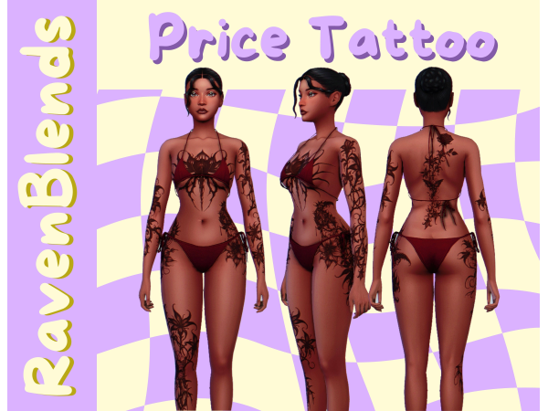 Alpha RavenBlends Price Tattoo - The Sims 4 Custom Content