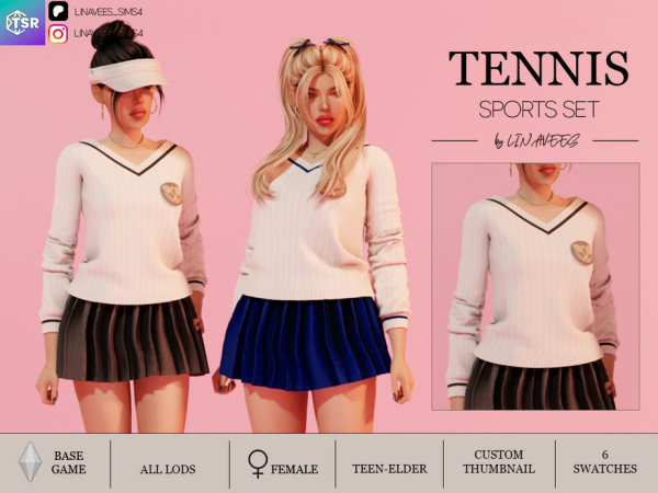 Alpha TENNIS SPORTS SET SWEATER by linavees - The Sims 4 Custom Content