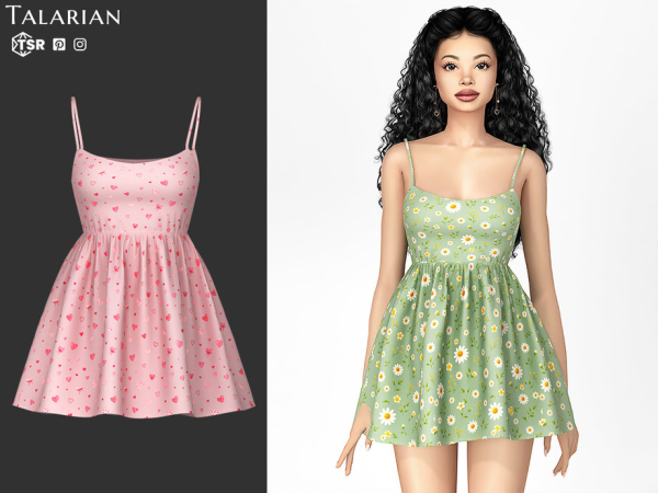Alpha Martha Dress with Thin Straps and Flared Skirt by talarian - The Sims 4 Custom Content
