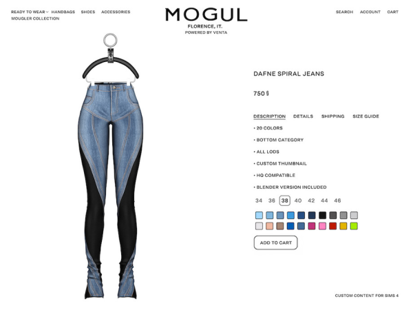 Alpha MOGUL Dafne Spiral Jeans (Patreon Exclusive) by VentaStudio - The Sims 4 Custom Content