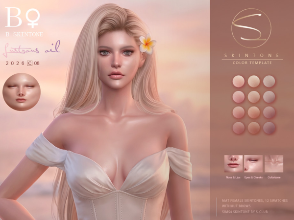 Alpha S CLUB FEMALE SKINTONES Lustrous Oil Club by S - The Sims 4 Custom Content