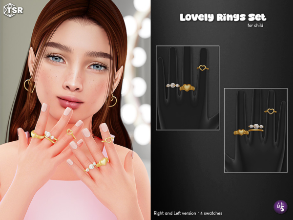 Alpha Lovely Rings Set for child by WisteriaSims - The Sims 4 Custom Content