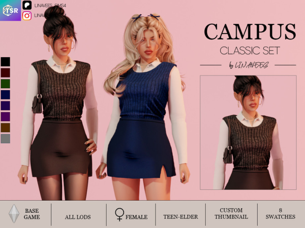 Alpha CAMPUS VEST AND SHIRT by linavees - The Sims 4 Custom Content