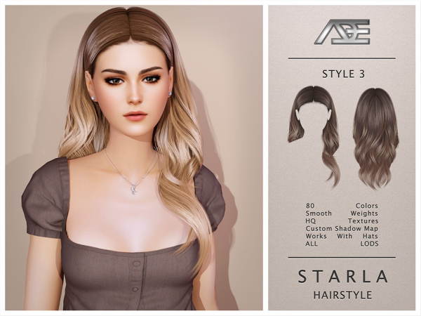 Alpha Starla Hairstyle Style 3 - The Sims 4 Custom Content
