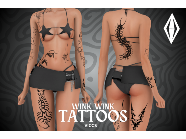 Mix VICCS_ WINK WINK TATTOOS (TEEN ELDER) - The Sims 4 Custom Content