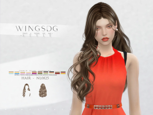 Alpha WINGS HAIR Long curly hair by wingssims - The Sims 4 Custom Content