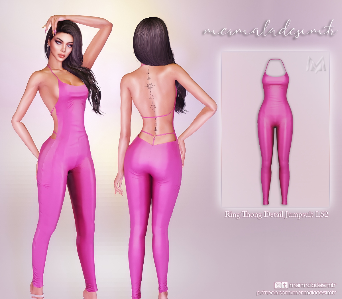 Alpha Ring Thong Detail Jumpsuit L52 by simsfinds - The Sims 4 Custom Content