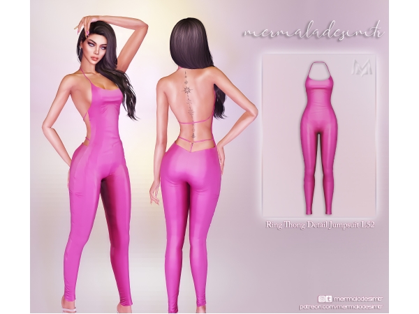 Alpha Ring Thong Detail Jumpsuit L52 by mermaladesimtr - The Sims 4 Custom Content