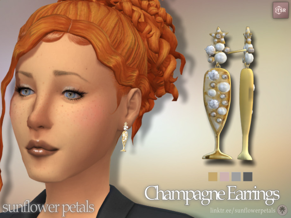Mix Champagne Earrings - The Sims 4 Custom Content