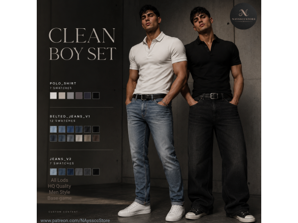 Alpha Clean Boy Set by NAyssccStore - The Sims 4 Custom Content