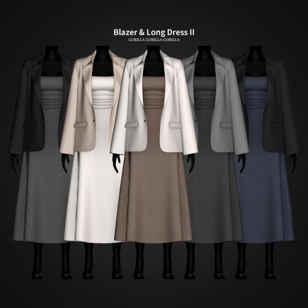 Alpha Blazer Long Dress II by simsfinds - The Sims 4 Custom Content
