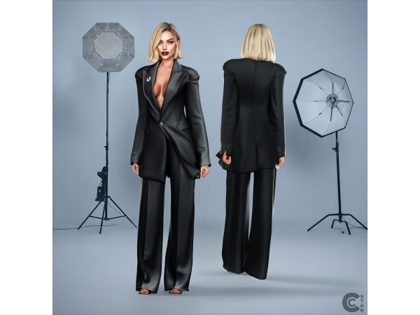 Alpha DeepPlunge Tailored Blazer - The Sims 4 Custom Content