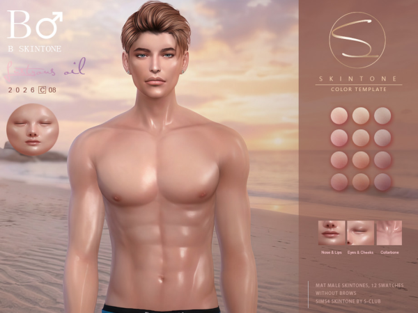 Alpha S CLUB SKINTONES Lustrous Oil Club by S - The Sims 4 Custom Content