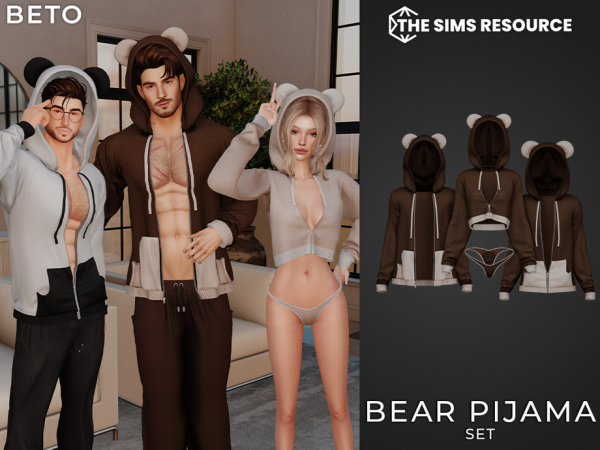 Alpha Bear Pijama Set by Beto_ae0 - The Sims 4 Custom Content