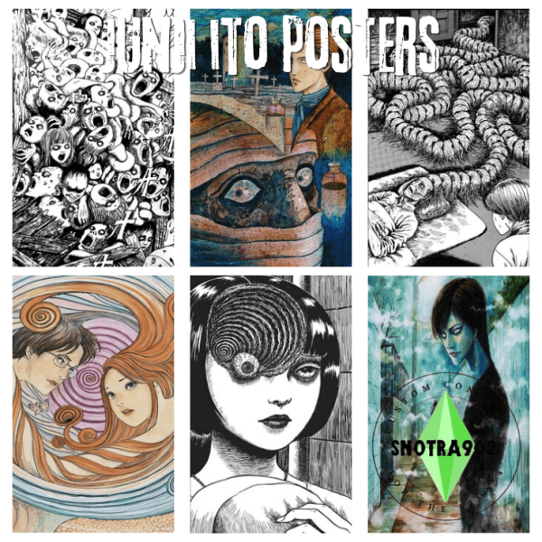 Mix Horror Junji Ito posters by simsfinds - The Sims 4 Custom Content